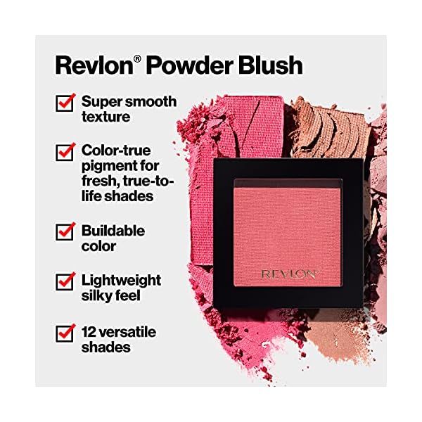 Revlon Powder Blush Face Makeup, High Impact Buildable Color, Lightweight & Smooth Finish, 006 Naughty Nude, 0.17 Oz