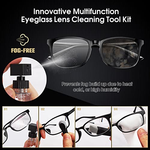 𝟮𝟬𝟮𝟯 𝙉𝙚𝙬 Eyeglass Cleaner-Lens Cleaner Eyeglasses Cleaning Kit|Anti-Fog Lens Cleaner Spray + Microfiber Cleaning Cloth For Glasses + Recyclable Len Clamp Cleaner + Soft Brush|Clean All Lenses #TOP1