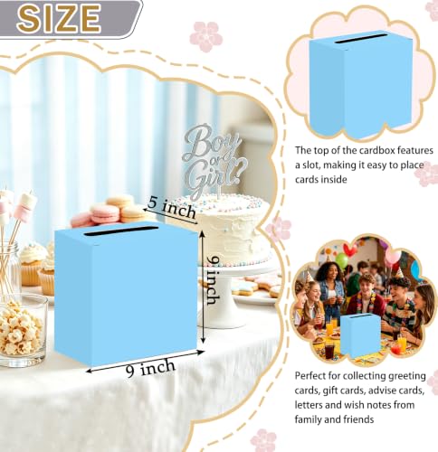 Image of SietDESEO Light Blue Card Box for Graduation Large Cardboard Gift Card Box Holder for Wedding Reception Birthday Graduation Baby Shower Raffle Ticket Box with Slot