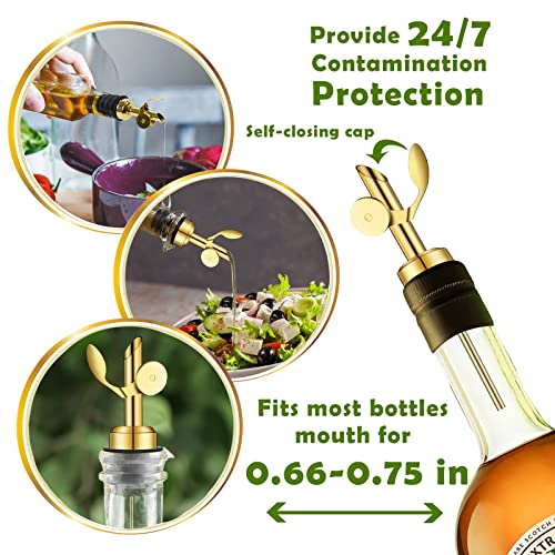 WAFJAMF 2 Pcs Weighted Stainless Steel Bottle Pourers, Self Closing Olive Oil Dispenser Spout - Image 3