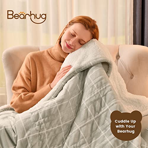 Bearhug Heated Throw Blanket 50" X 60", Reversible Velvet & Sherpa Electric Throw, 5-Year Warranty, 6 Heating Levels & 4H Auto Off, Over-Heat Protect, Etl Certification, Machine Washable #TOP5