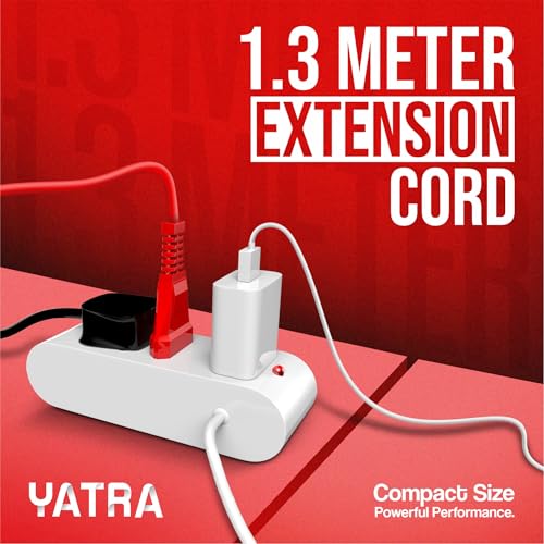 Image of Vimal Wiring Devices Yatra 2 Pin Extension Cord 1.3Mtr. with Surge Protector and Indicator,240Volts,White