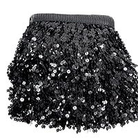 3 Meter Paillettenband mit Quaste Fransenborte Fransen für DIY Kleidung Dekoration, Vorhänge, Taschen, Kunsthandwerk (schwarz)