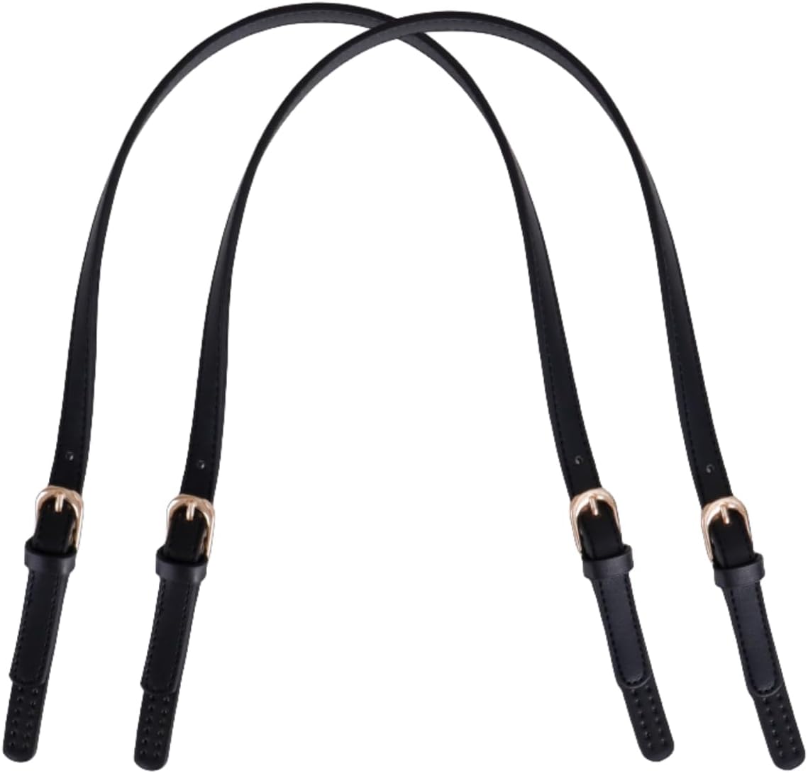 Khakho 2Pcs Leather Replacement Handles Shoulder Straps with Adjustable Buckle, PU Purse Handles Leather Purse Straps