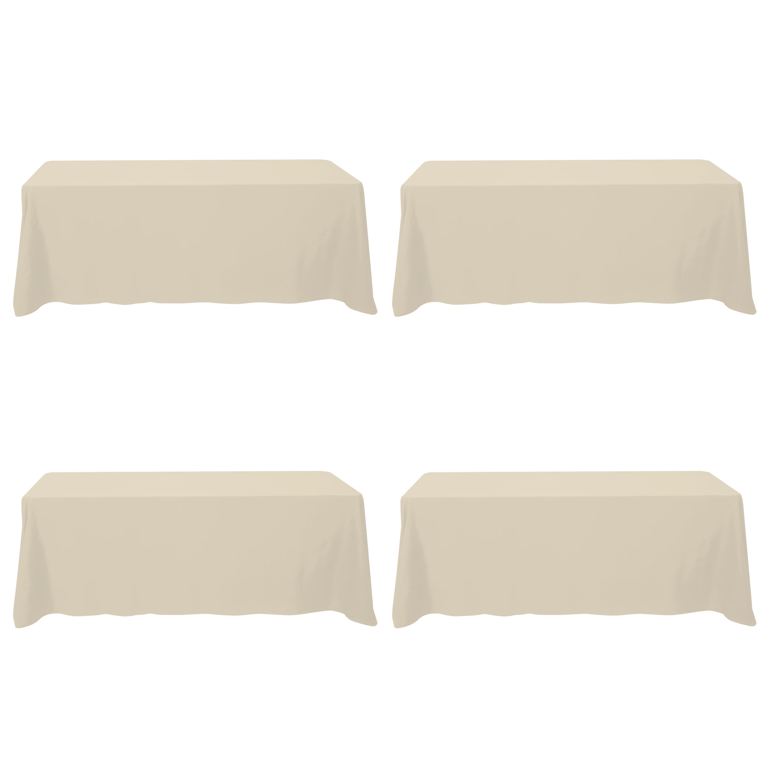 BRILLMAX 4 Pack Beige Tablecloths 90x156 Inch for 8ft Rectangle Tables