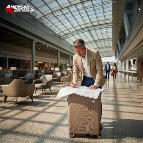 Image of AMERICAN TRAVELLER New York Bag | Spinner Trolley Luggage | Durable Hard Shell , TSA Type Lock , Spinner Trolley Luggage, 360 Disc Spinner Wheels