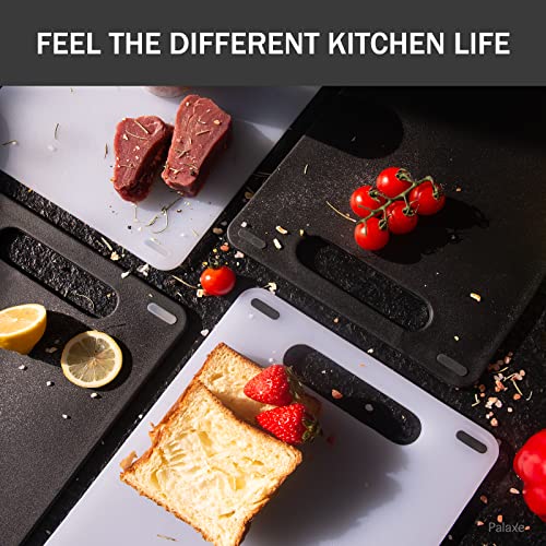 Palaxe Plastic Cutting Boards For Kitchen Non-Slip With Silicon Feet, Dishwasher Safe Thick Chopping Boards, Grip Handle, Rubber, Easy To Clean For Kitchen, Family, Outdoors(Black B) #TOP1