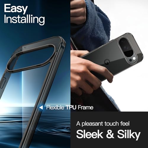 Image of JETech Cover Case for Google Pixel 10 Pro XL 2025, Non-Yellowing Shockproof Bumper Protective Phone Cover, Anti-Scratch Hard PC Back (Obsidian)