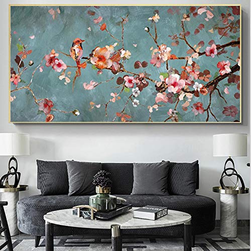 Peintures Mur Fleurs de Prunier KEBIA pour un Salon Asiatique Élégant 50x100cm