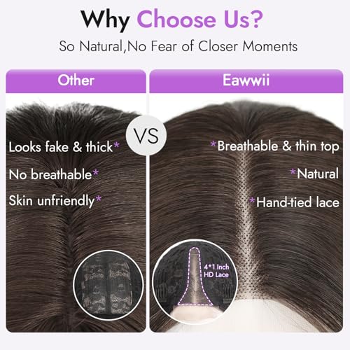 Image of Eawwii Wigs for Women Honey Blonde Dark Roots,Short Wavy Synthetic Lace Wig | Ombre Glueless 4x1 Lace Hairline, Heat-Resistant Fiber,Bob Wave Style,Natural Appearance for Everyday Cosplay 14 Inch