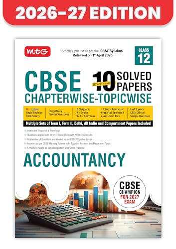 MTG CBSE Class 12 PYQs Book | 10 Years (2026-2017) Chapterwise To...