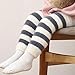 XEPST 2 Pairs Stripe Baby Toddler Leg Warmers, Unisex Legwarmers Knee Socks Knee Protector Leg Sleeves Leggings for Boys Girls Fit to 0-5 Years, One size(White+Gray and White+Coffee)