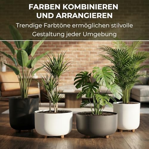 LAMELA Kunststoff Blumentopf rund mit Füßen, Ø 30 cm, 7,7 L - Anthrazit – Ansicht 6