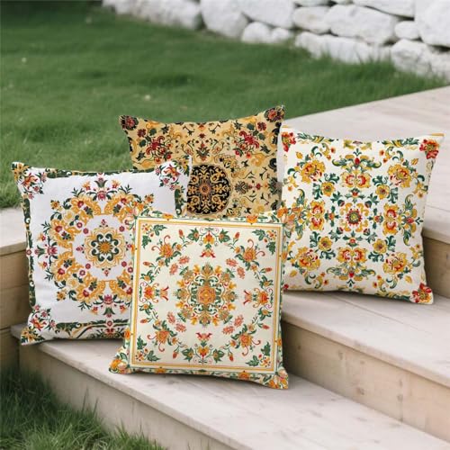 Housse coussin exterieur imperméable 60x60 orange contre la pluie - 4