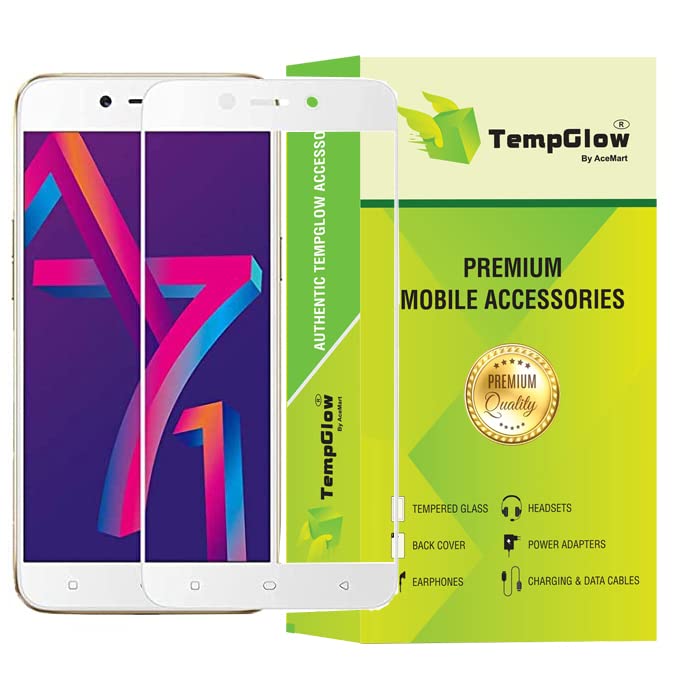 Image of Screen Protector for Oppo A71 (White) Tempered Glass Edge-to-Edge 6D Screen Guard With Installation Kit