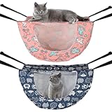 2 Pcs Cat Hammocks, Soft Pet Hanging Beds, Comfortable, Adjustable Cat Cage Hammocks, Pet Hammock Cute Beds for Kitten, Rabbit, Ferret, Puppy, Hamster