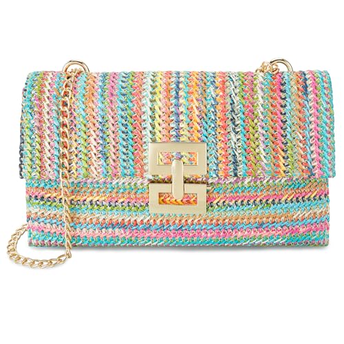 Image of Gets Straw Clutch Purse for Women, Woven Beach Bag Summer Corssbody Purse Small Rattan Shoulder Bag for Travel | Hand-woven