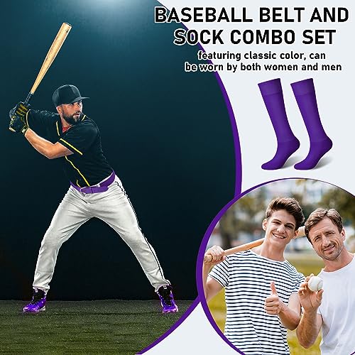 Image of Zhanmai Baseball Belt and Socks Combo, Adjustable Elastic Belt and Softball Socks, Multiple Sizes for Youth Boys Girls, Adult