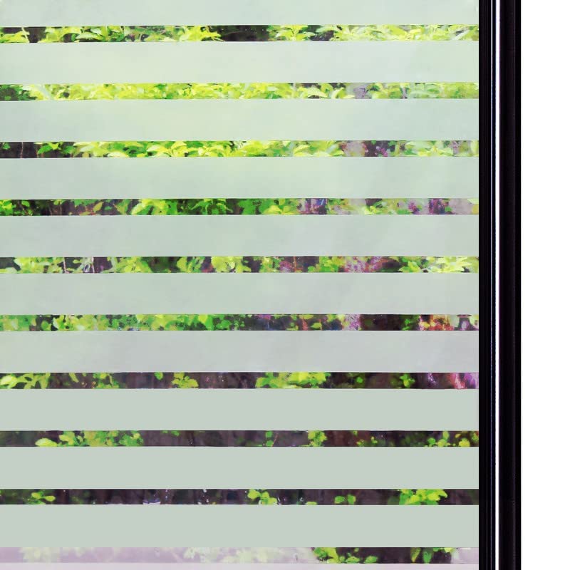 Qualsen Privacy Window Film Stripe Window Glass Films Non-Adhesive Static Cling Window Stickers for Meeting Room Home Office 35.4x78.7inch(90x200cm) TM289-90200