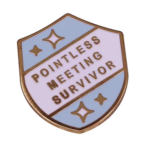 Pinposni Meaningless Meeting Survivor Enamel Lapel Pin Workplace Sarcasm Achievement Series Pointless Meeting Survivor Metal Badge Brooch For Backpacks and Coat