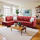 UbMelt Sectional Couches for Living Room 97' L Shaped Couch Faux Leather 2 Pieces Modular Sectional Sofa with Back Cushions and High Density Sponges for Living Room and Apartment, Red