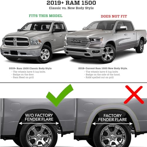 Image of Mud Guards Pickup Mudguards Mud Flaps Compatible for Ram 1500 2500 3500 Single Rear Wheels 2010 2011 2012 2013 2014 2015 2016 2017 2018