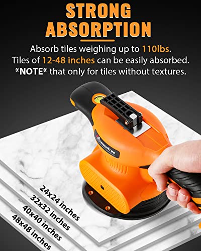 Mxmoonfree Tile Tools For Installation Tile Vibration Machine Vibrator Adsorption Lock Design With Drill Hole Guide, Suction Cup, Storage Case, 2 Pcs Battery 20V For Floor Wall Tiles #TOP4