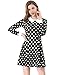 Allegra K Femmes Polka Points Col contrasté au-Dessus du Genou A Line Robe Noir S