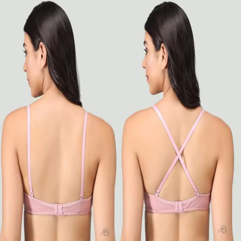 Image of Women's Cotton Lightly Padded Non-Wired T-Shirt Bra Pack of 2 (Reg HC-P2 Multicolor 30)
