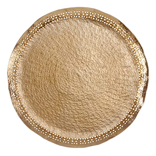 Platos Decorativos Redondos de Aluminio Dorado 14" Pack 4 miniatura 3