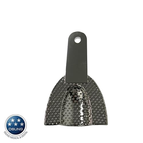 Miniatura 2 de Osung Bandeja de impresión de ortodoncia dental, bandejas dentales, grande para mandíbula superior, latón niquelado, herramienta de prostodoncia,
