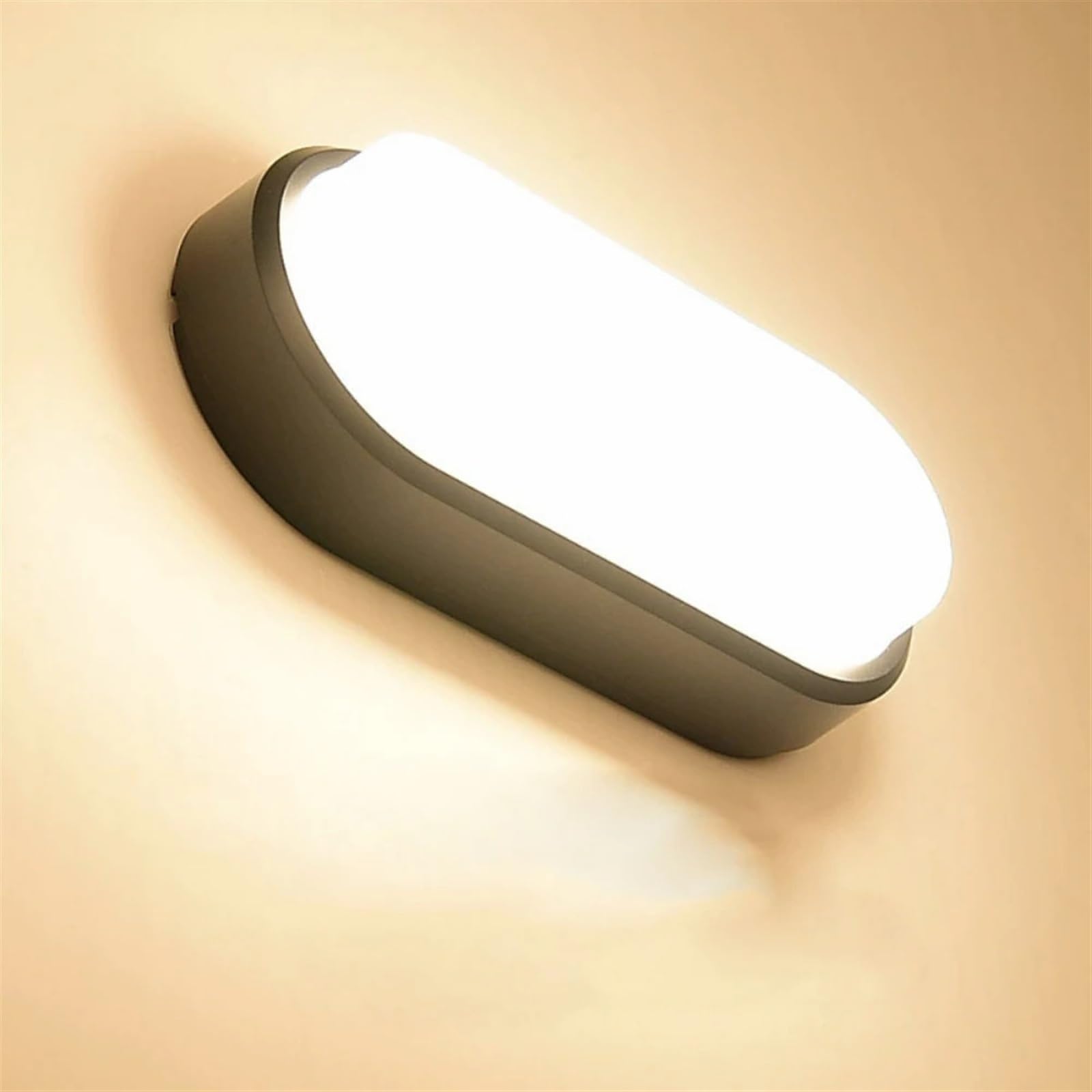Plafonnier étanche humidité LED noir 12W pour salle de bain et porche