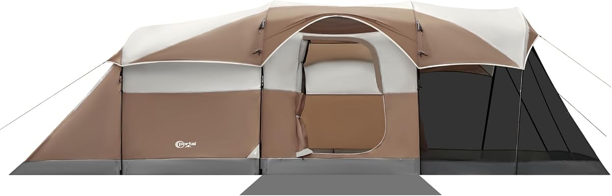 PORTAL 6/8/10 Person Family Camping Tent with Screen Room | Portable 8 Person Tent Outdoor Design; Durable Construction; Easy Setup & Storage