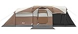 PORTAL 8 Person Family Camping Tent with Screen Room, Water Resistant Big Tunnel Tent with Rainfly, Large Family Tent for Outdoor Camping, Party Brown