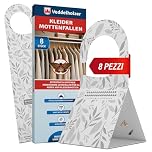 Veddelholzer 8X Trappola per Tarme dei Vestiti Trappola contro le Tarme dei Vestiti nel Guardaroba Trappola Triangolare con Gancio e Superficie Adesiva Inodore e Senza Veleno Efficace Protezione