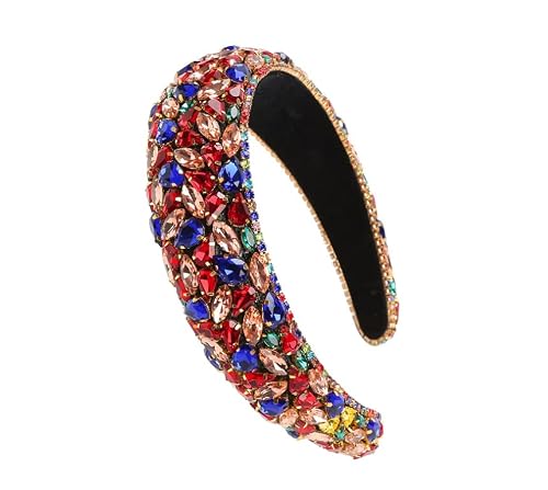 LEEMASING Serre-tête rembourré avec strass style baroque pour mariage, anniversaire, vacances, cadeau (coloré) – vue 5