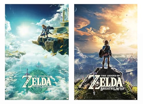 The Legend Of Zelda - Gaming Poster Set (Tears Of The Kingdom & Breath Of The Wild - Game Covers) (Size: 24