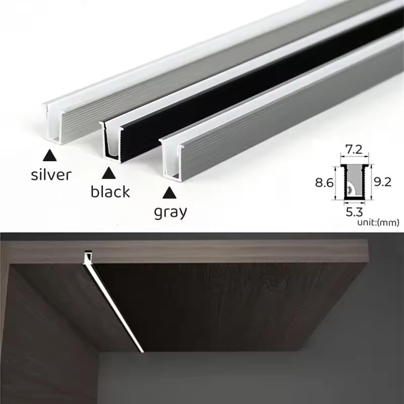 6*9mm LED Cabinet Light Strip Ultra-thin Silicone Aluminum Profile Wardrobe Showcase Built-in Recessed Hidden Layer Shelf Lamp Without LED Strip Customized Length Quantity (10, Length: 100cm)