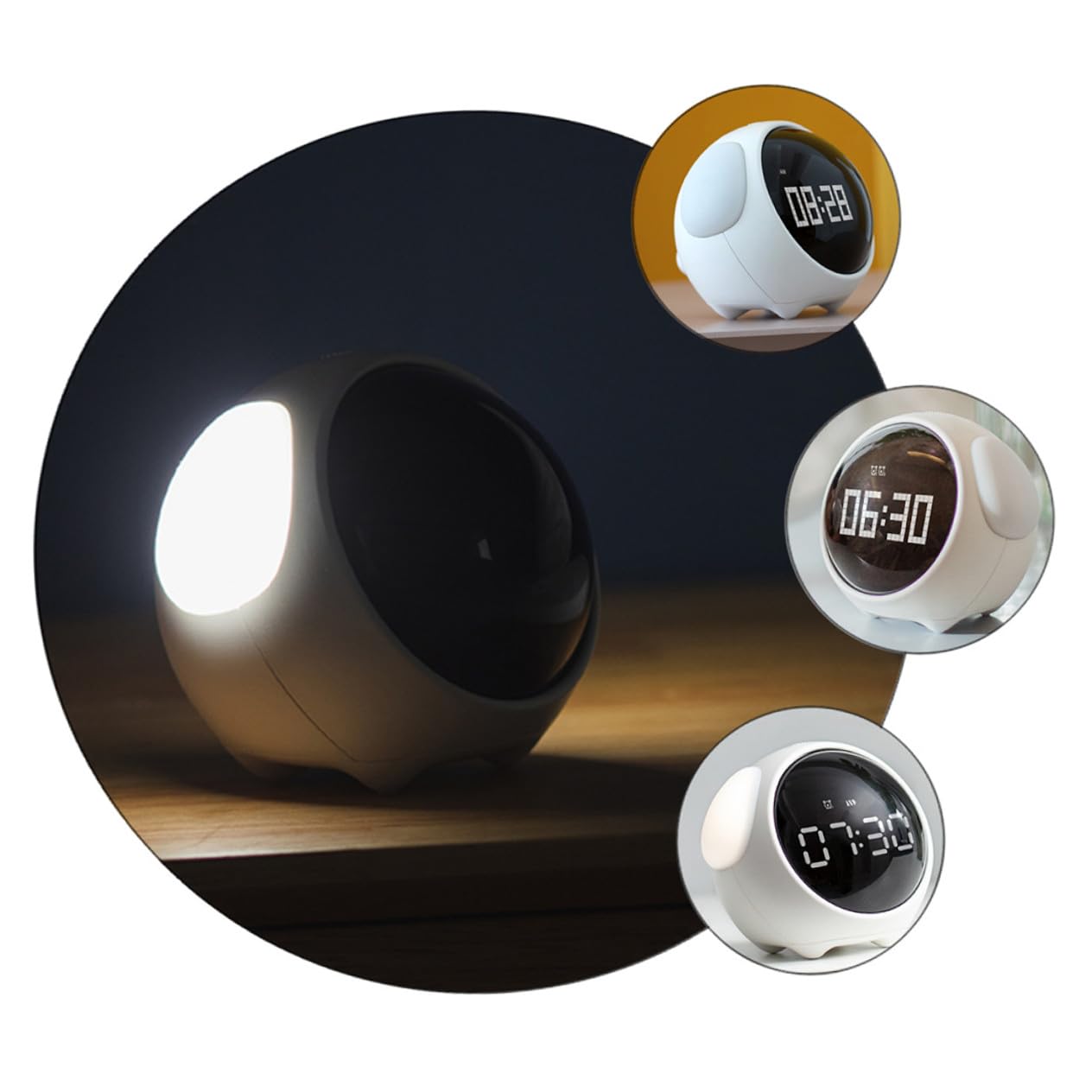 SOIMISS Reloj LED de Expresión, Despertador Digital Recargable 1500mah