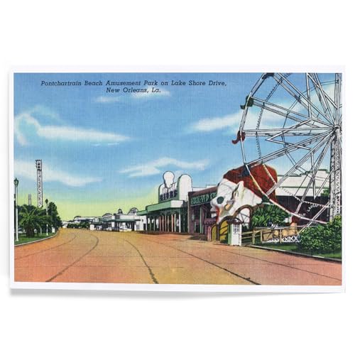 Lantern Press New Orleans, Louisiana, Pontchartrain Beach Amusement Park, 8x12 Inch Art Print Wall Decor