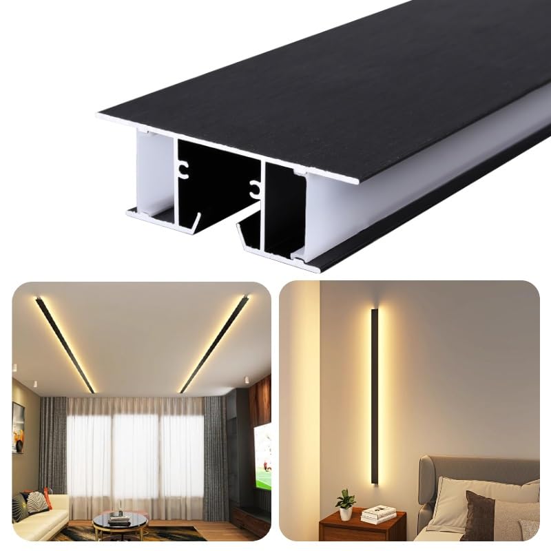Profilé LED aluminium noir pour supprimer l'éblouissement, éclairage indirect 30m