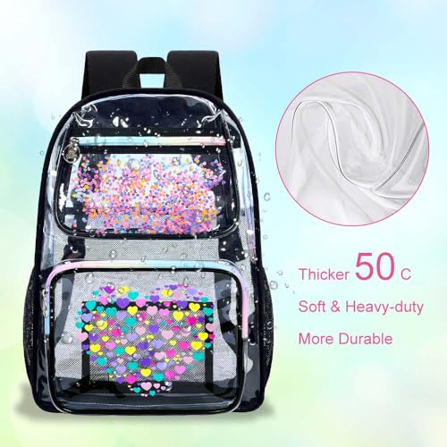 Image of AGSDON Clear Backpack, Heavy Duty Transparent Bookbag, See Through PVC Backpacks for Women Men