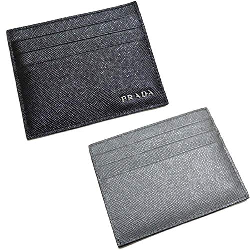 Prada Lux Saffiano Bicolor Card Case, Nero/Mercurio (Black/Gray) 2MC223 - Main Image