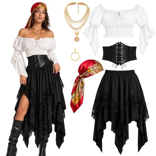 Atomvia Costume pirate noir avec cordon de serrage