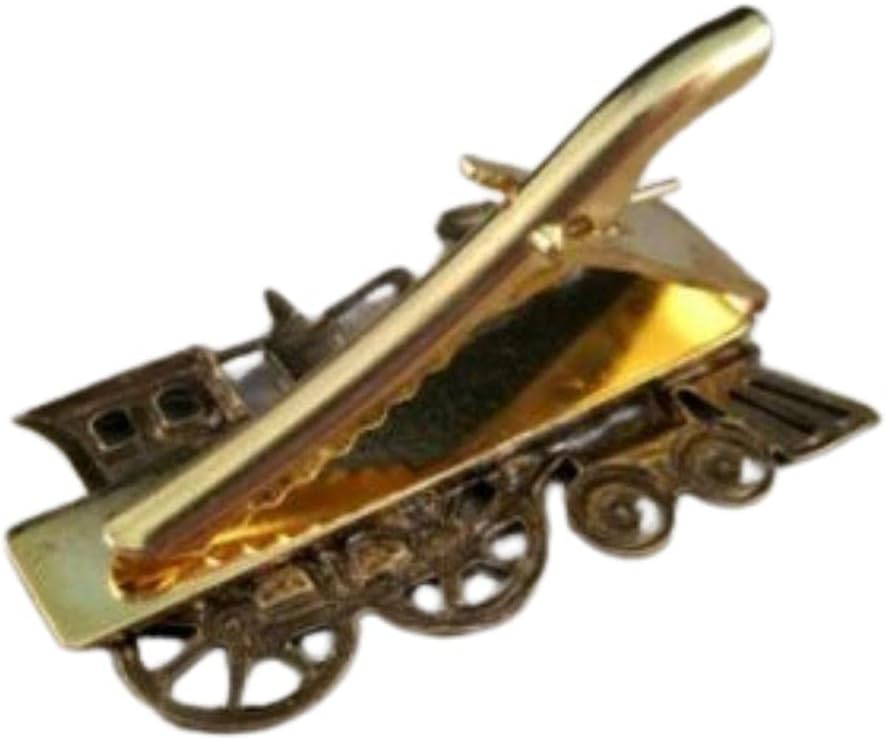 Handmade Oxidized Brass Steampunk Train Tie Bar