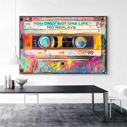 Peinture vintage bande magnétique art mural moderne pour salon et bureau