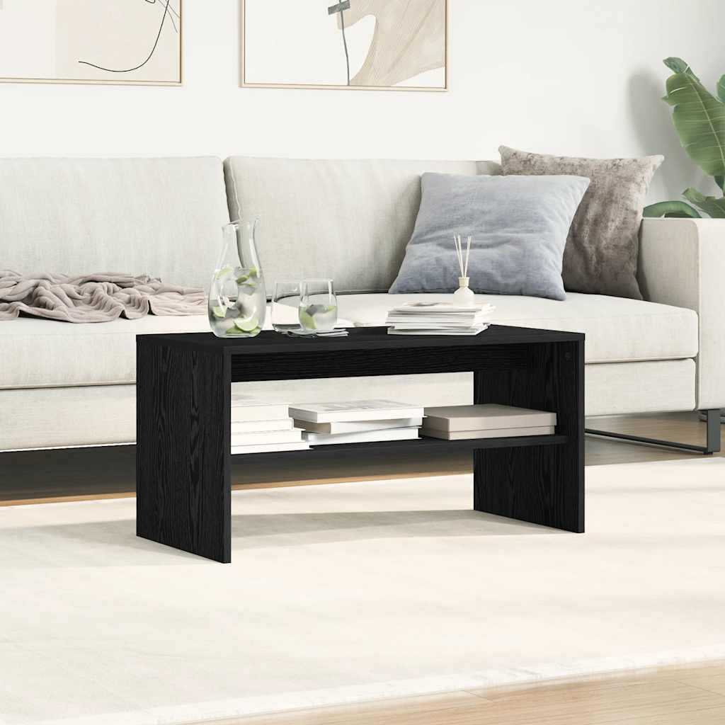 TV Schrank Schwarz Eiche 80x40x40 cm aus Leimholz, 2-funktionsfähig als Couchtisch, mit Ablagefach für Zeitschriften und Mediengeräte, leicht zu reinigen.