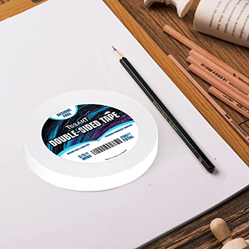Tssart Ultra-Thin Permanent Double-Sided Tape - Double Sided Adhesive Sticky Tape For Arts, Crafts, Photography, Scrapbooking, Tear-By-Hand - Acid Free 3/5 Inch Wide 200Ft Long Total #TOP3