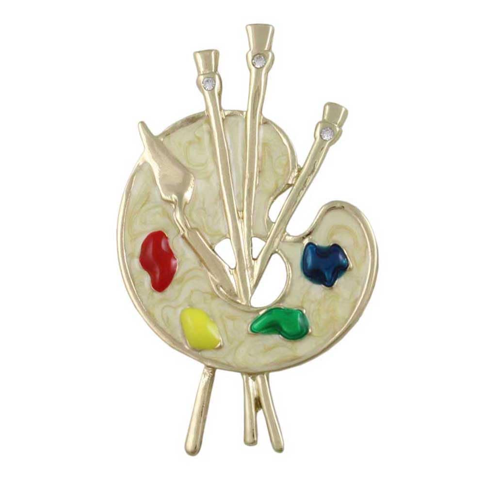 Artist Palette Brooch Pin in Cream Enamel for Women Men