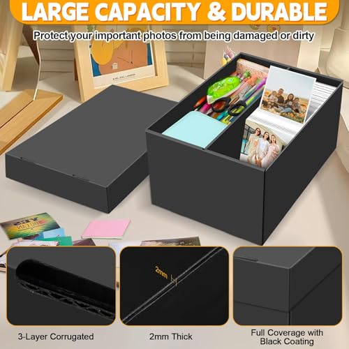 REAQUE 3 Stück Foto Aufbewahrungsbox für 10x15 cm Fotos, Fotobox, 2-Fach unterteilte,Tragbare Foto-Organizer Boxen mit Deckeln, Bastelbedarf-Behälter für Sticker,Scrapbooking und Erinnerungsstücke